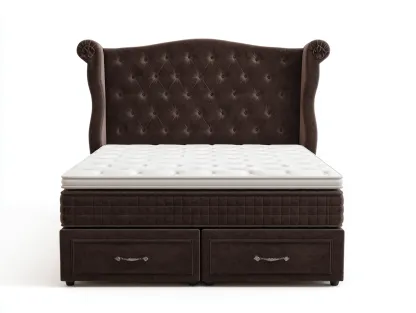 Lit double tapissé 200x160x125 cm - brun foncé - chambre - avec espace de rangement-Livingano