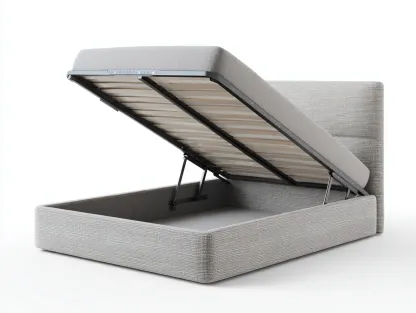 Lit double tapissé avec coffre - 200x160x102 cm - beige - pour chambre - style contemporain-Livingano