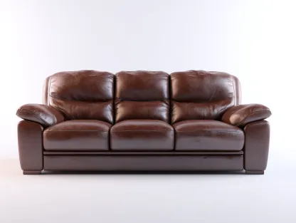 Canapé 3 places en cuir - 215x95x82 cm - marron - pour salon - style contemporain-Livingano