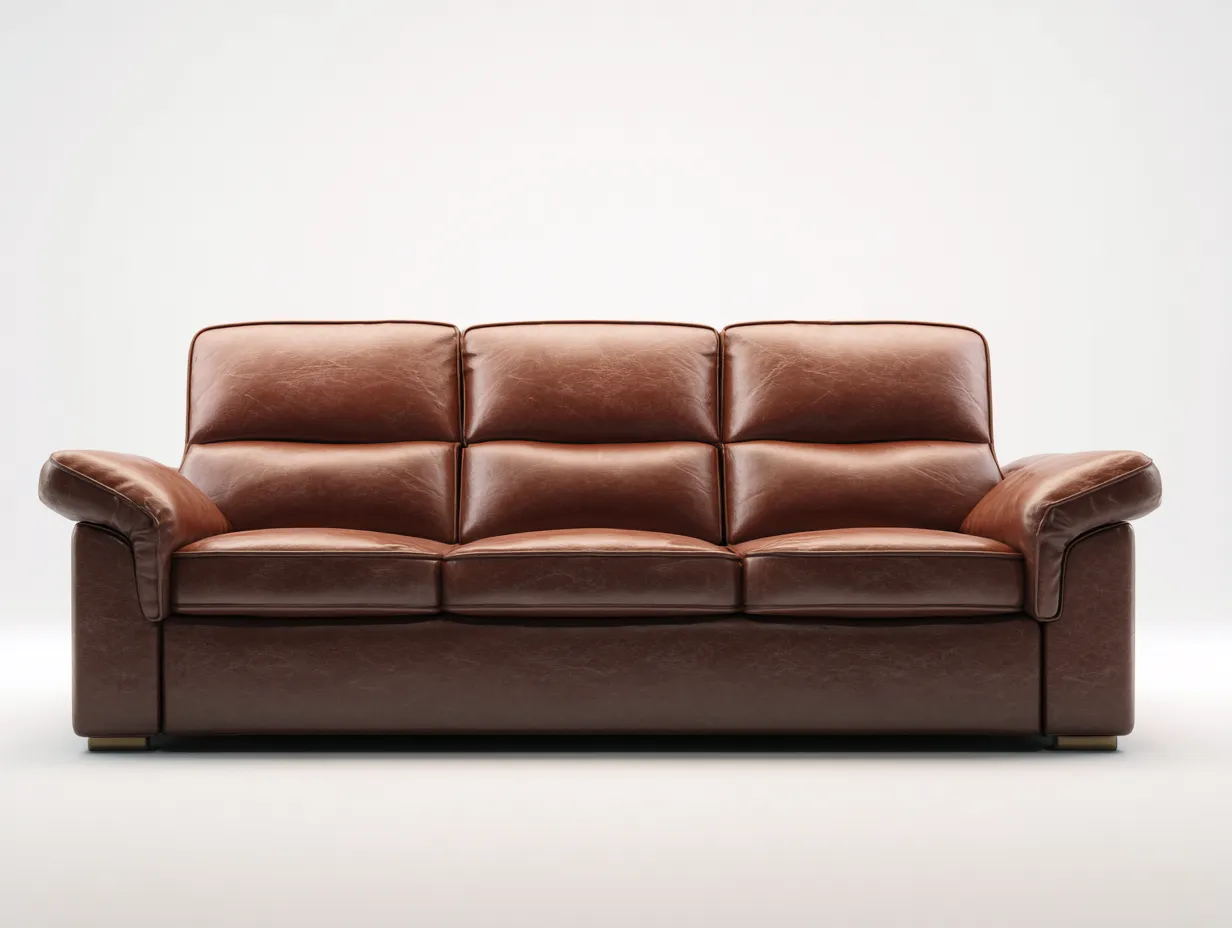 Canapé 3 places cuir véritable 210x92x86 cm - brun - salon - design classique-Livingano