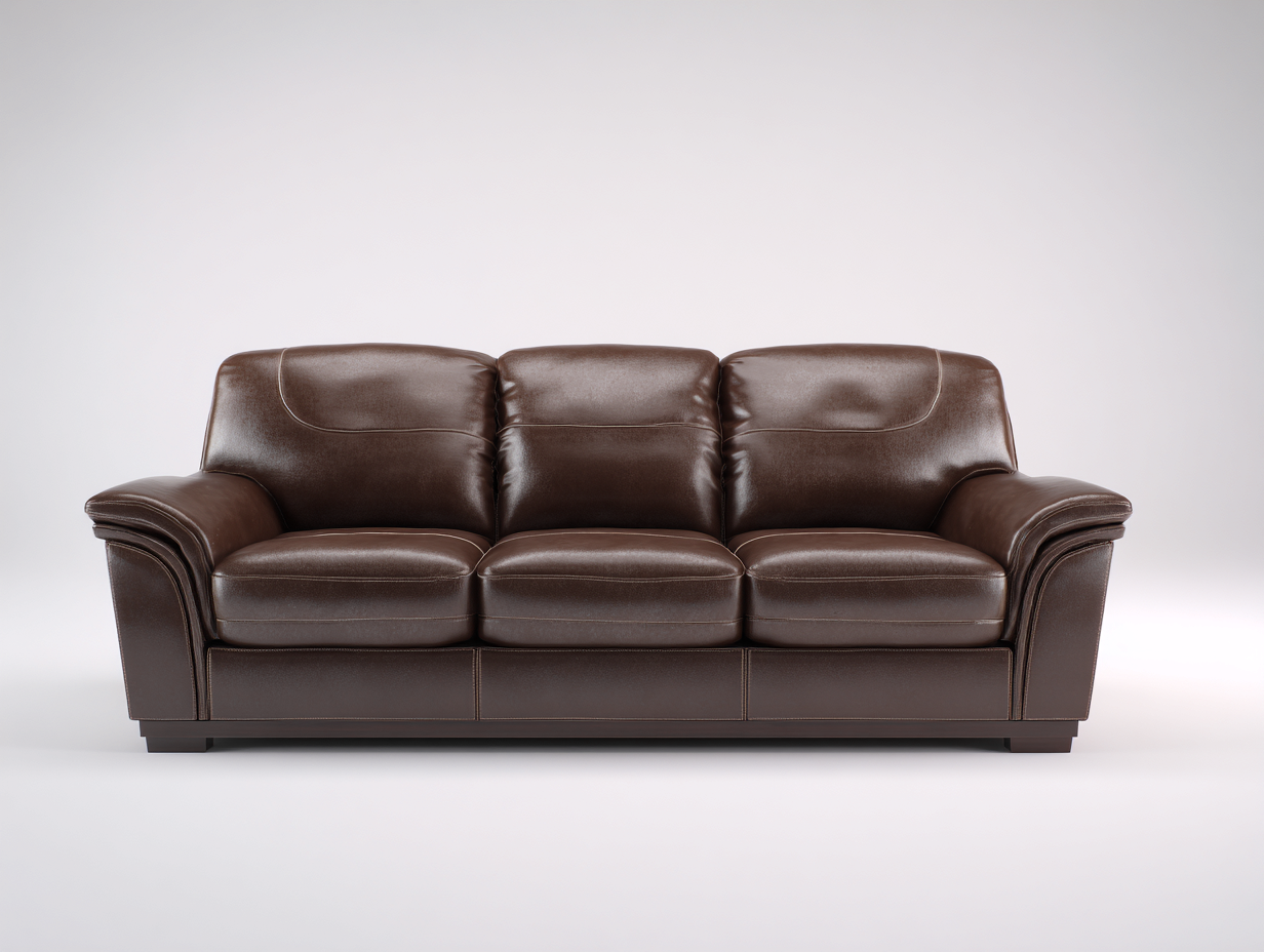 Canapé 3 places cuir véritable 210x90x85 cm - brun - salon - design classique-Livingano