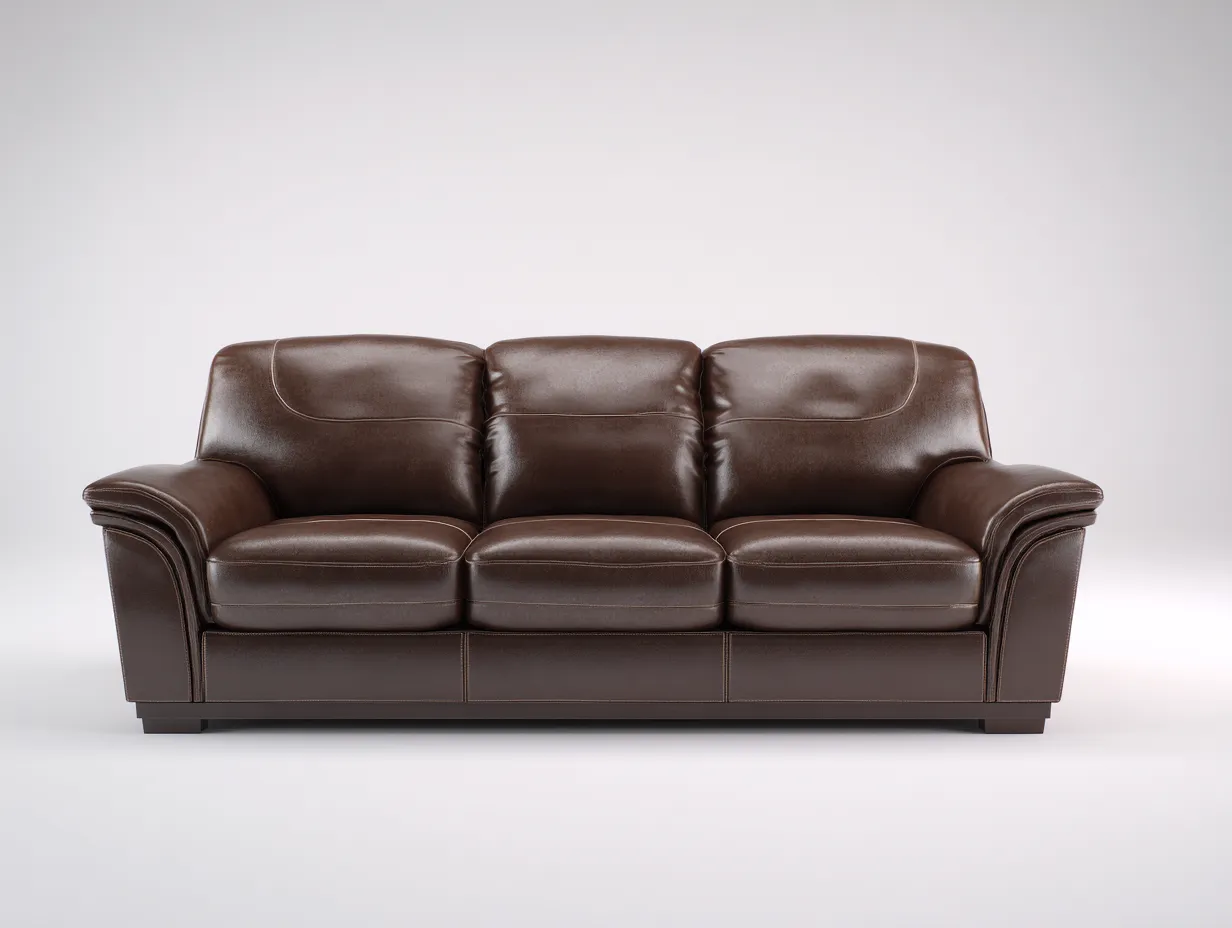 Canapé 3 places cuir véritable 210x90x85 cm - brun - salon - design classique-Livingano