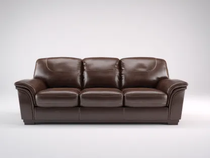 Canapé 3 places cuir véritable 210x90x85 cm - brun - salon - design classique-Livingano