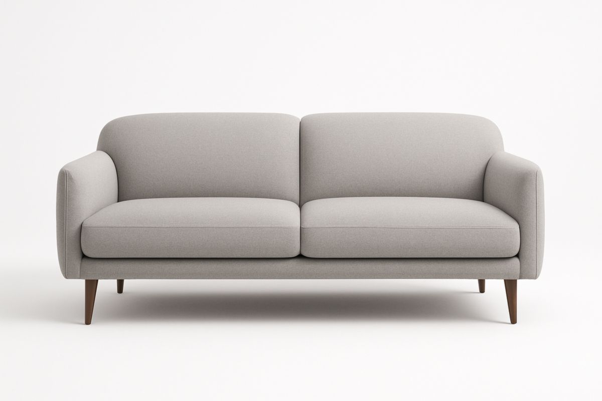 Divano a due posti in tessuto poliestere grigio chiaro