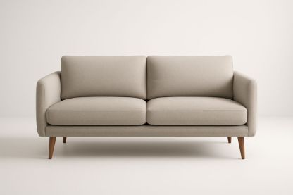 Divano due posti tessuto poliestere Beige gambe legno