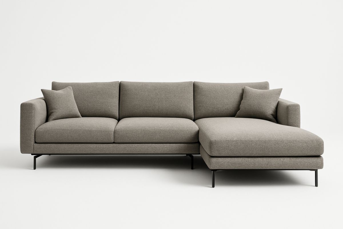 Divano angolare in tessuto Grigio