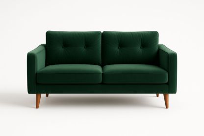 Divano 2 posti Verde Tessuto Poliestere Struttura Legno 150x85x80 cm