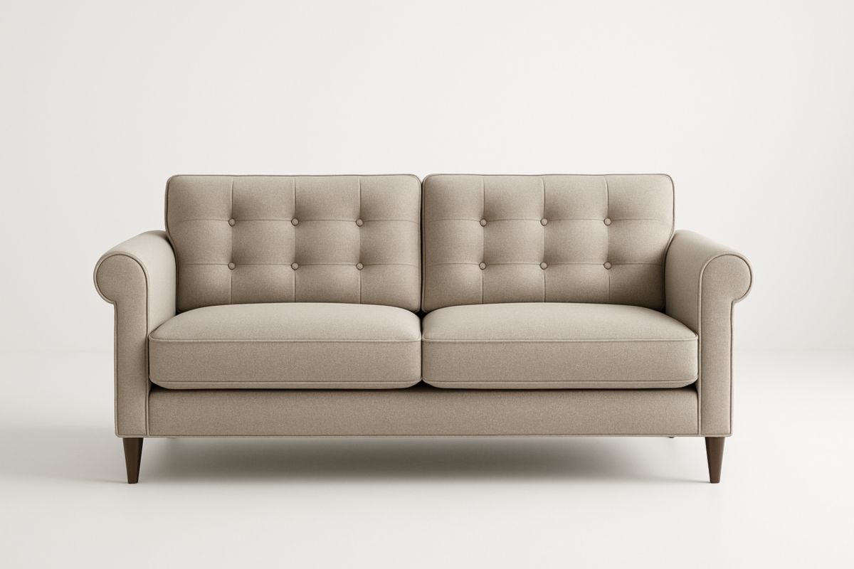 Divano 2 posti in tessuto poliestere con gambe in legno 180x90x85 cm