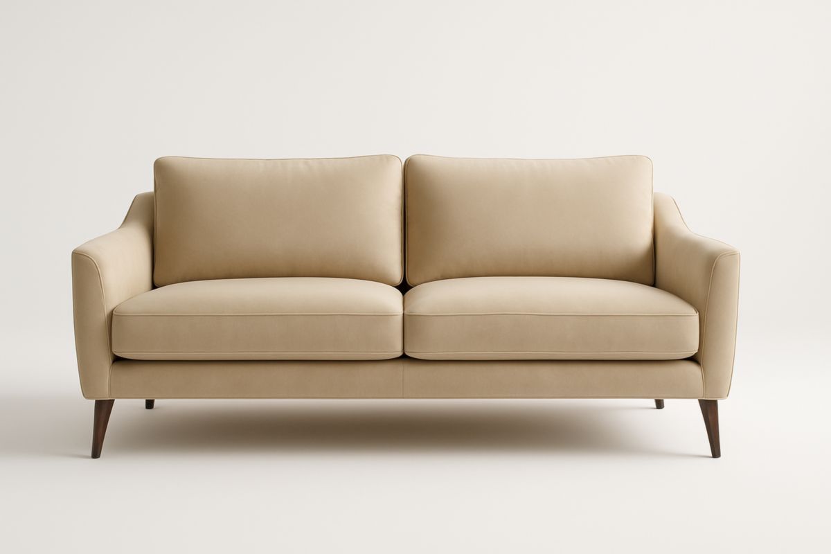 Divano Beige Tessuto con Struttura in Legno 180x90x85 cm