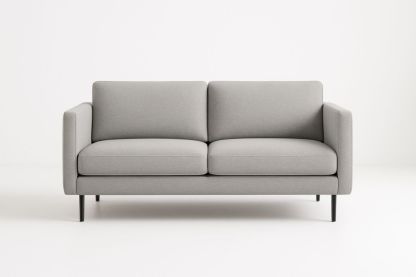 Divano due posti in tessuto poliestere grigio con gambe in metallo
