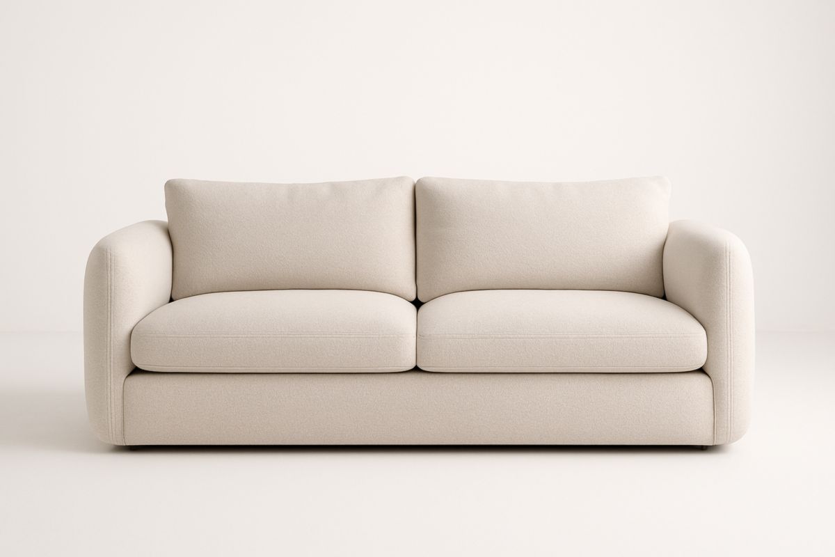 Divano 2 Posti Crema Tessuto Poliestere