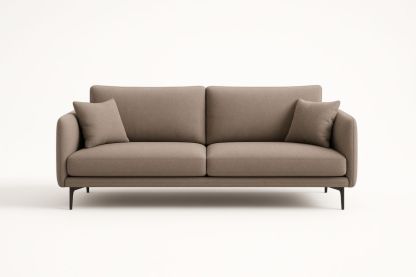 Divano a due posti in tessuto beige, include cuscini