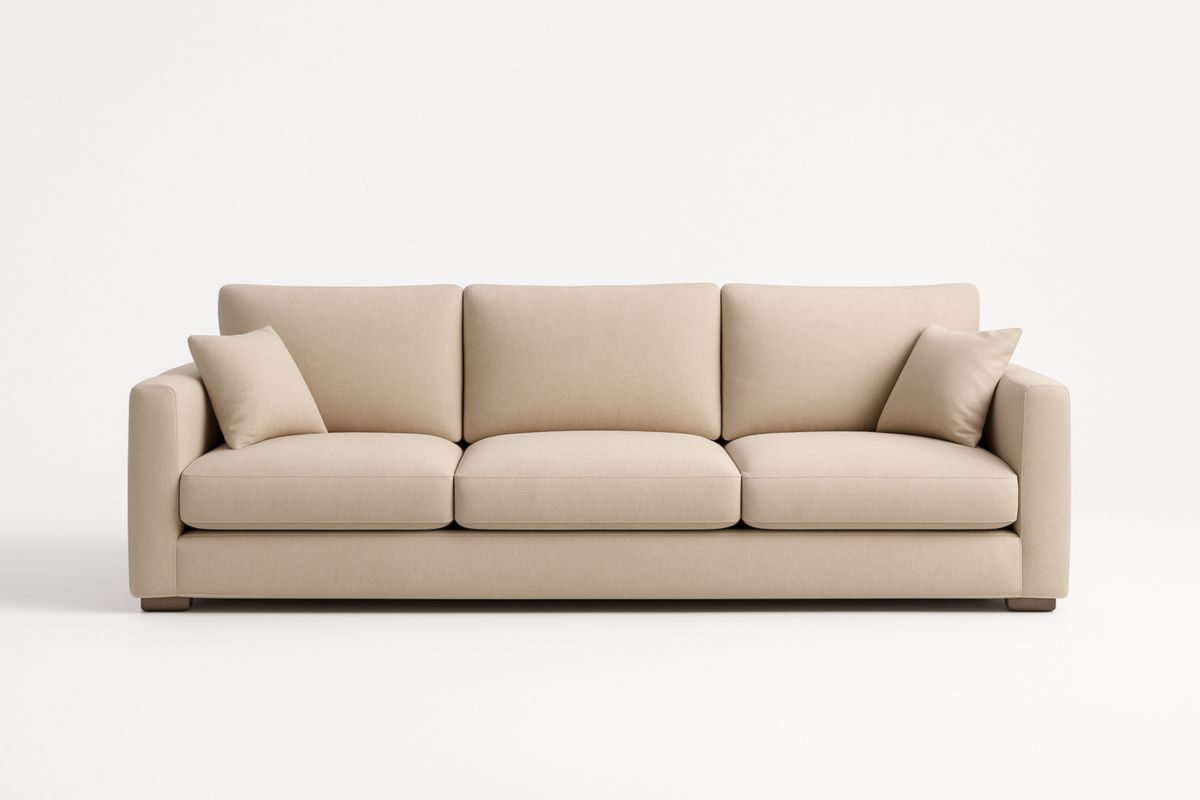 Divano a tre posti in Tessuto Beige 220x95x85 cm