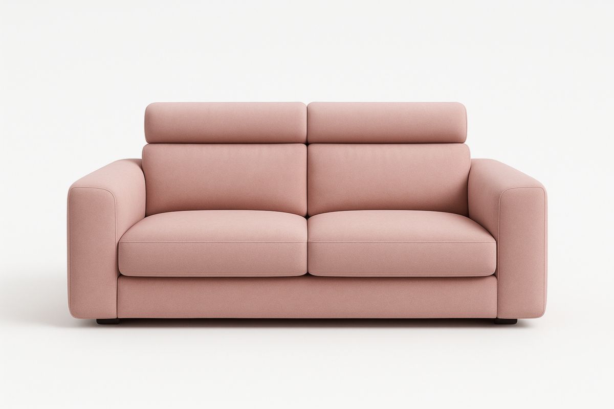 Divano 2 posti in tessuto rosa poliestere 200x90x85 cm