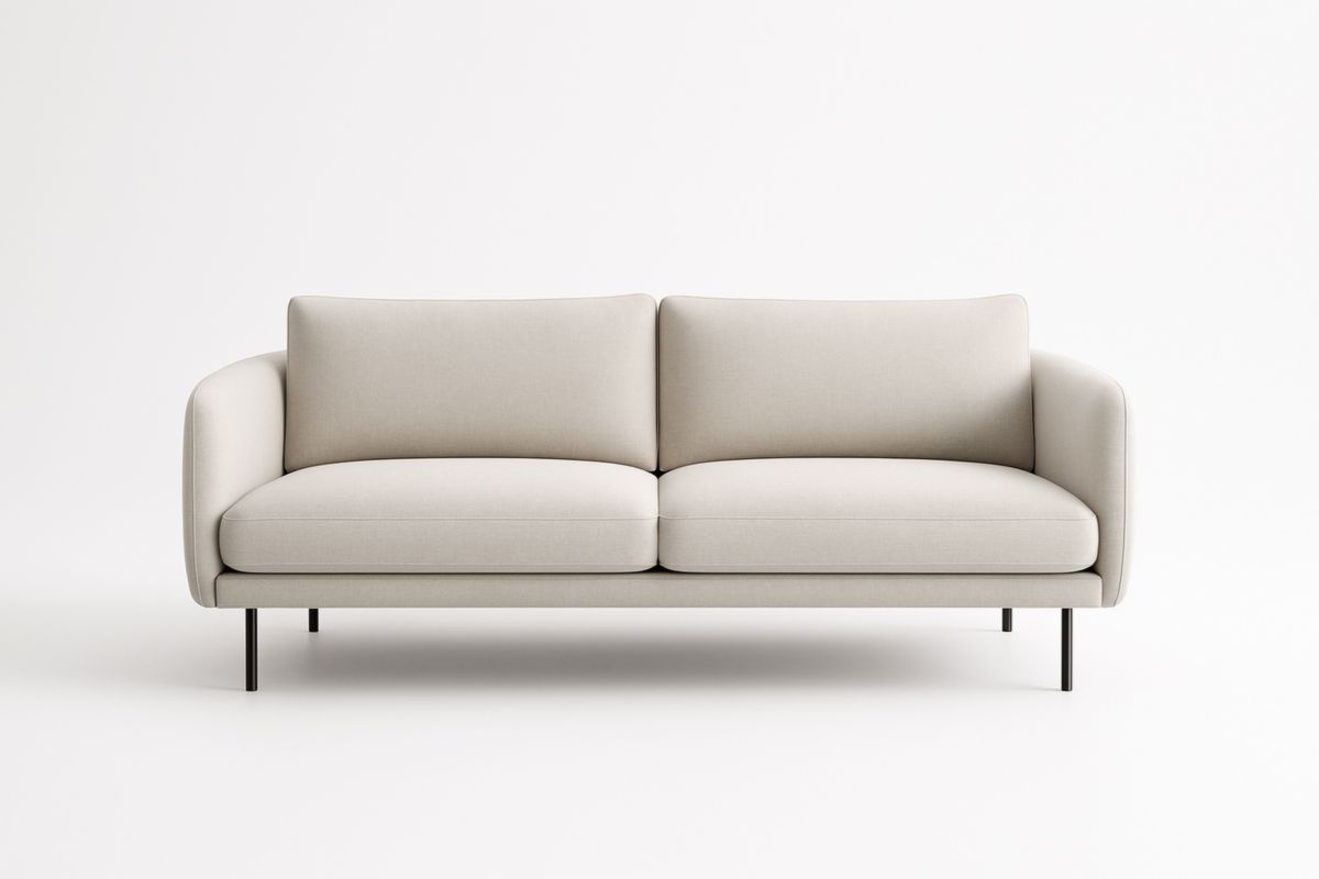 Divano due posti tessuto cotone/poliestere beige con struttura in acciaio