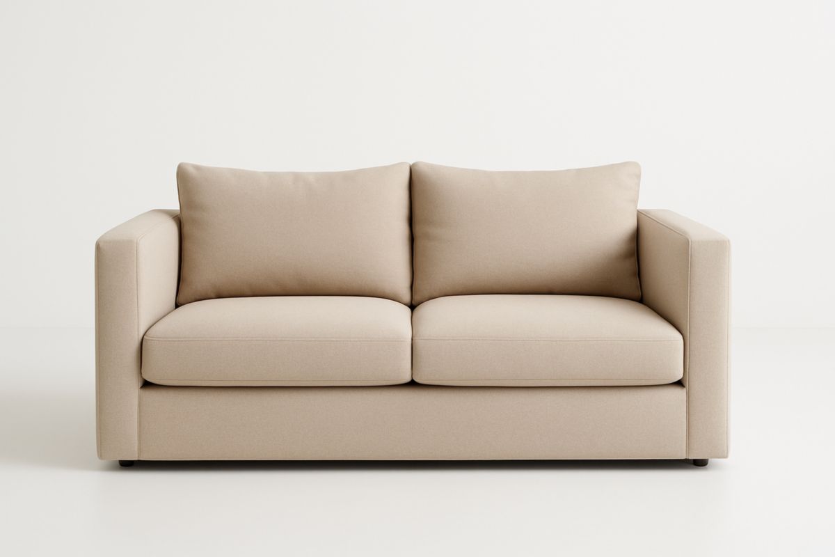 Divano Due Posti in Tessuto Beige 180x90x85 cm