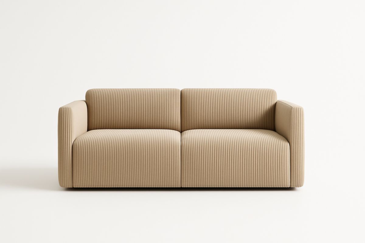 Divano a due posti in tessuto vellutato beige