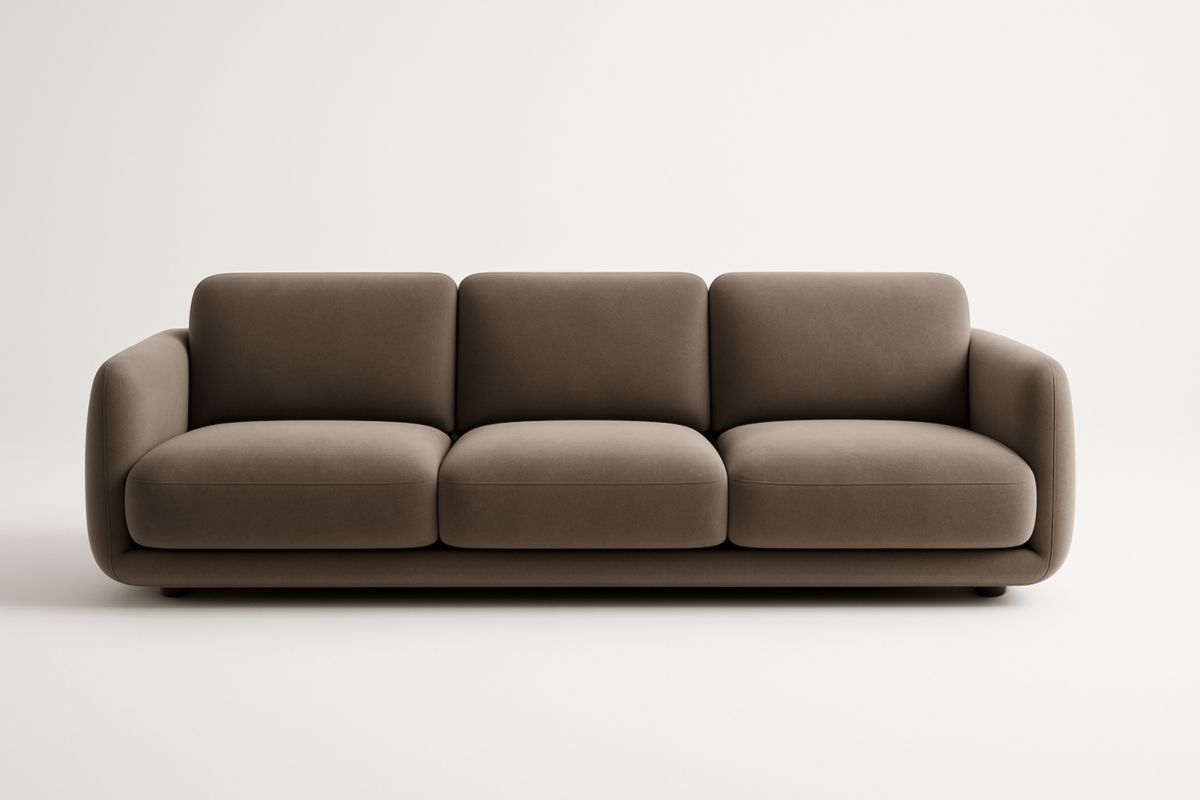 Divano tre posti in tessuto poliestere Marrone 200x85x90 cm