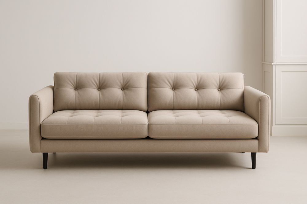 Divano due posti rettangolare beige tessuto poliestere