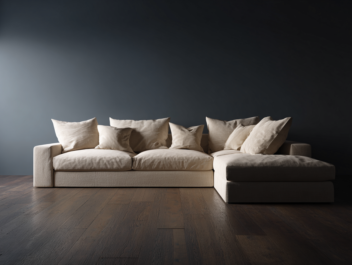 Canapé d'angle en tissu 280x180x82cm - beige - salon - style contemporain