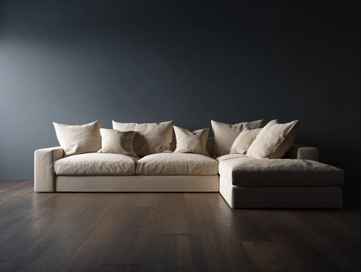 Canapé d'angle en tissu 280x180x82cm - beige - salon - style contemporain