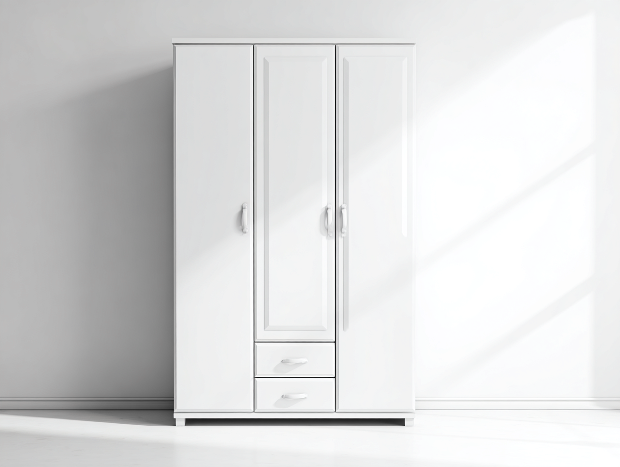 Armoire de chambre en bois 135x55x200cm - blanc - rangement - style classique