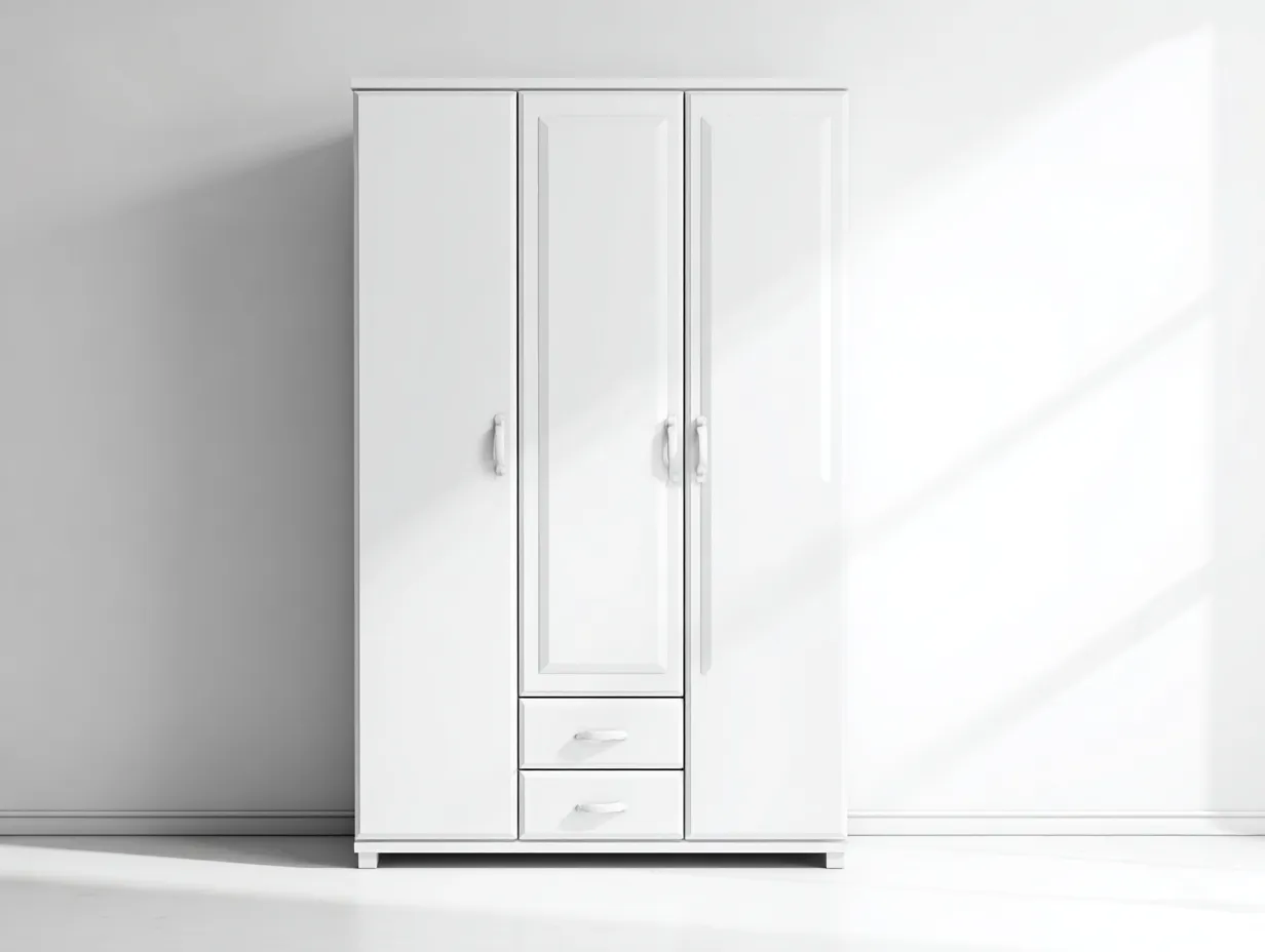 Armoire de chambre en bois 135x55x200cm - blanc - rangement - style classique