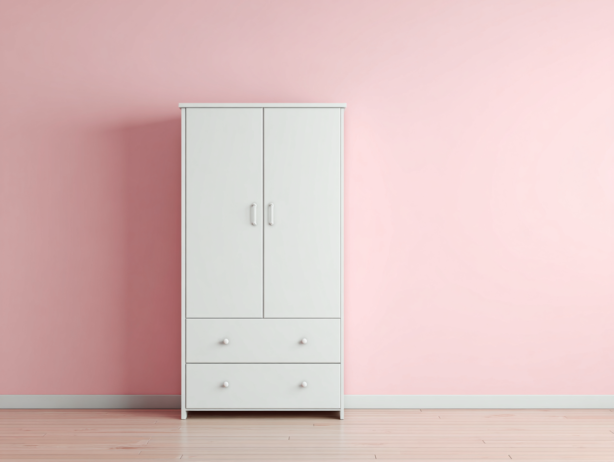 Armoire en bois 105x50x170cm - blanc - pour chambre - style épuré avec espace de rangement