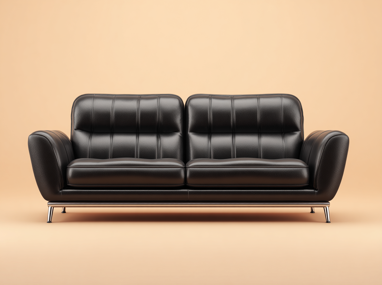 Canapé 3 places en cuir véritable 190x88x78cm - noir - pour salon - style moderne confortable