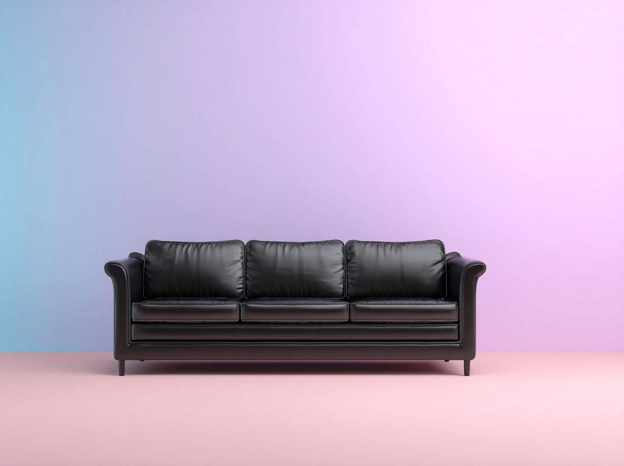 Canapé 3 places en cuir 210x90x85cm - noir - salon - style contemporain