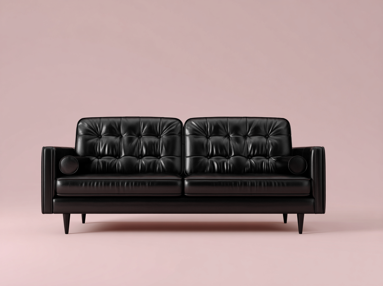 Canapé 3 places en cuir 220x95x85cm - noir - salon - style contemporain