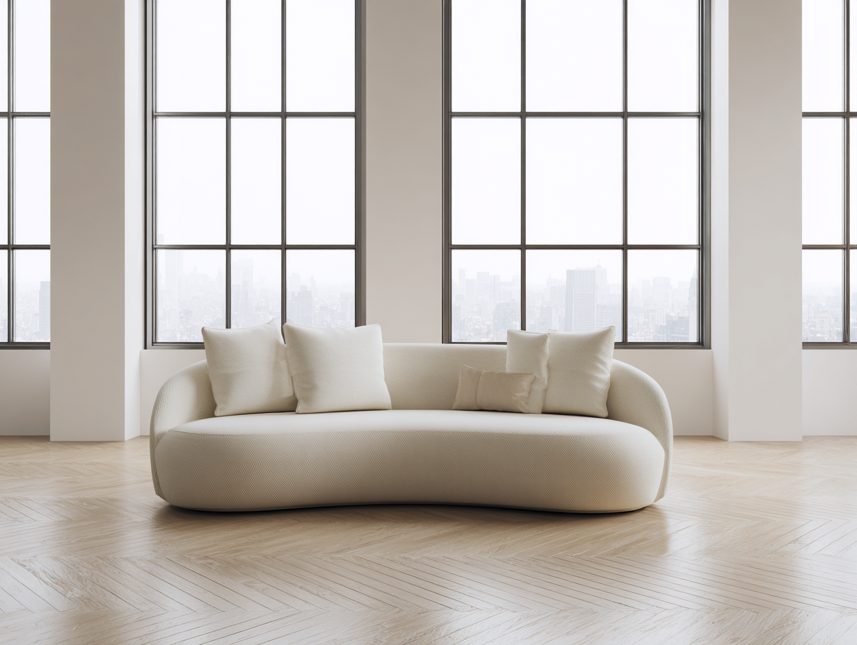 Canapé 3 places en tissu 230x100x80cm - beige - salon - design contemporain