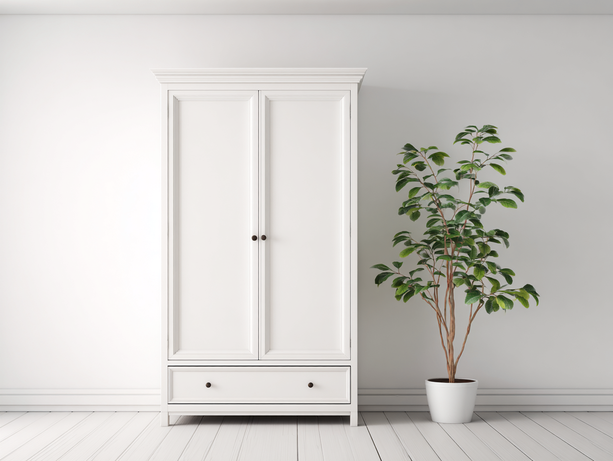 Armoire en bois 100x55x190cm - blanc - pour chambre - style classique avec espace de rangement
