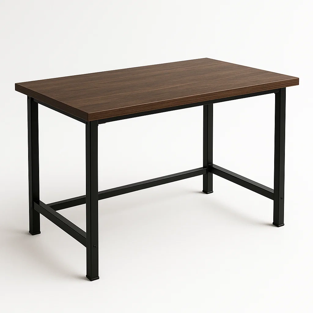 Table rectangulaire en bois avec cadre métallique noir 120x60x75 cm-MOBILIQO