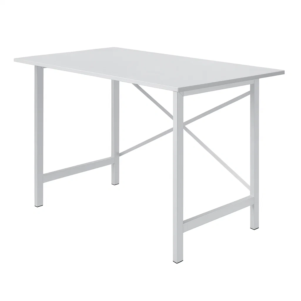 Table rectangulaire en bois et métal blanc 120x60x75 cm-MOBILIQO