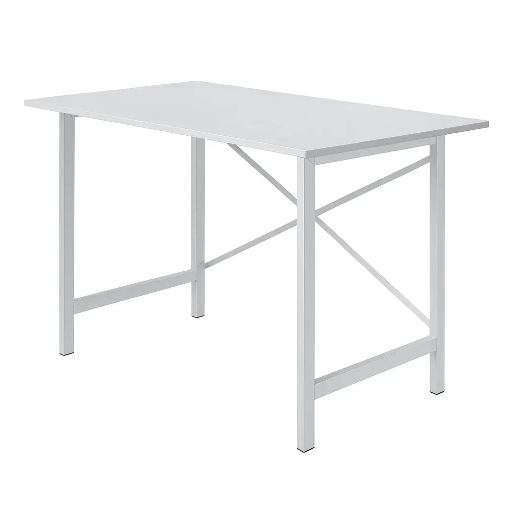 Table rectangulaire en bois et métal blanc 120x60x75 cm-MOBILIQO