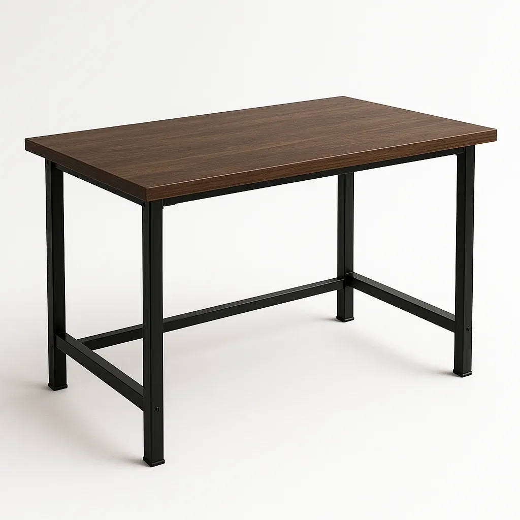 Table rectangulaire en bois avec cadre métallique noir 120x60x75 cm-MOBILIQO