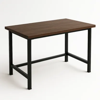 Table rectangulaire en bois avec cadre métallique noir 120x60x75 cm-MOBILIQO