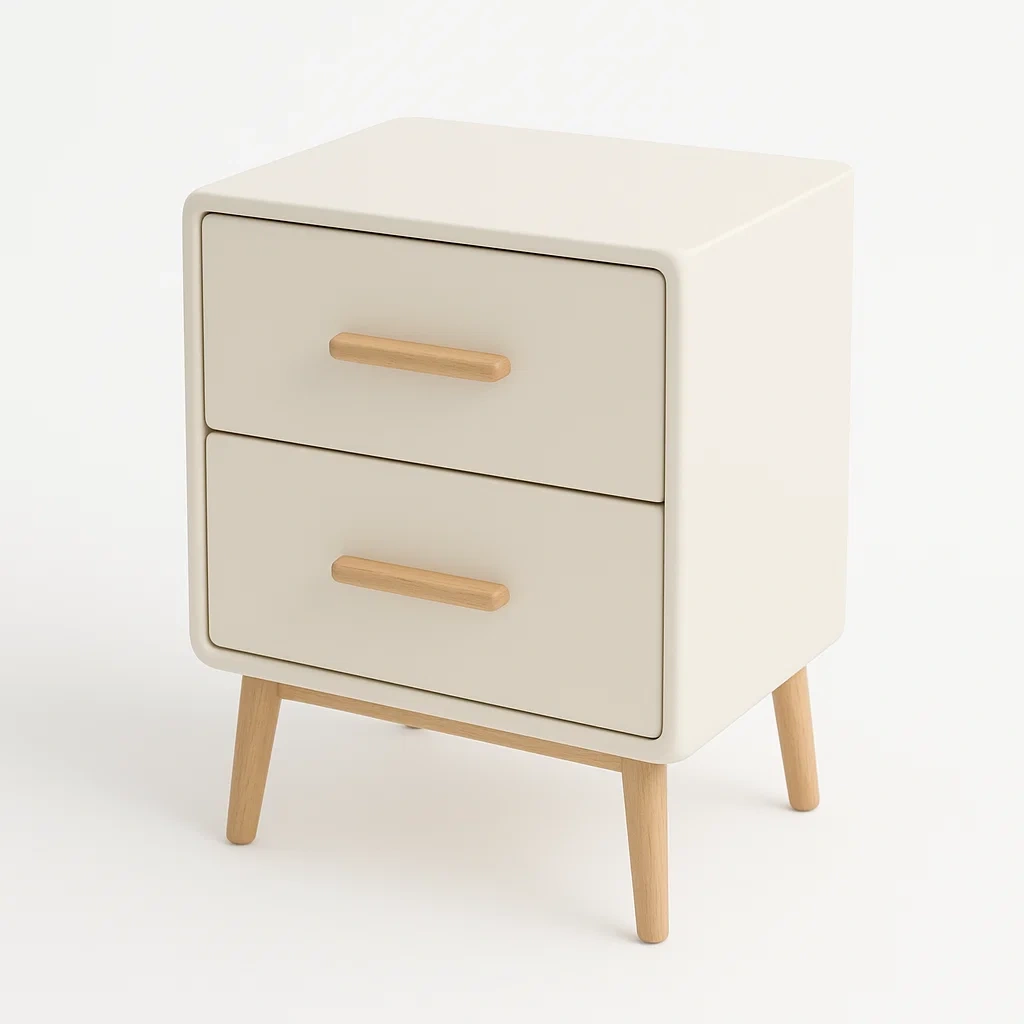 Table de chevet en bois 2 tiroirs crème 48x40x60 cm-MOBILIQO