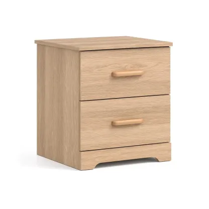Table de chevet à deux tiroirs en bois chêne clair-MOBILIQO