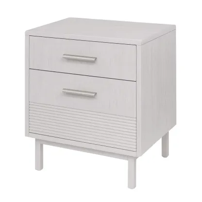 Table de chevet en bois blanc avec deux tiroirs-MOBILIQO