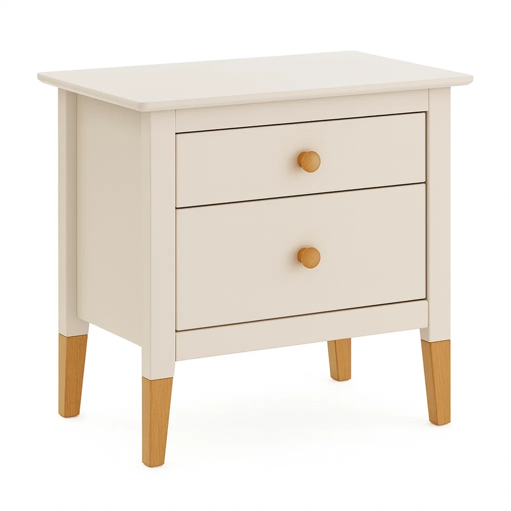 Table de chevet à deux tiroirs en bois MDF blanc-MOBILIQO