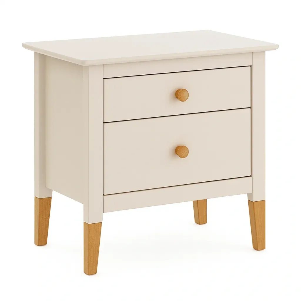 Table de chevet à deux tiroirs en bois MDF blanc-MOBILIQO