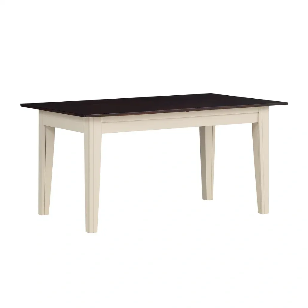 Table rectangulaire en bois hêtre brun/blanc 150x90x75 cm-MOBILIQO