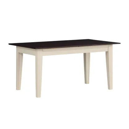 Table rectangulaire en bois hêtre brun/blanc 150x90x75 cm-MOBILIQO
