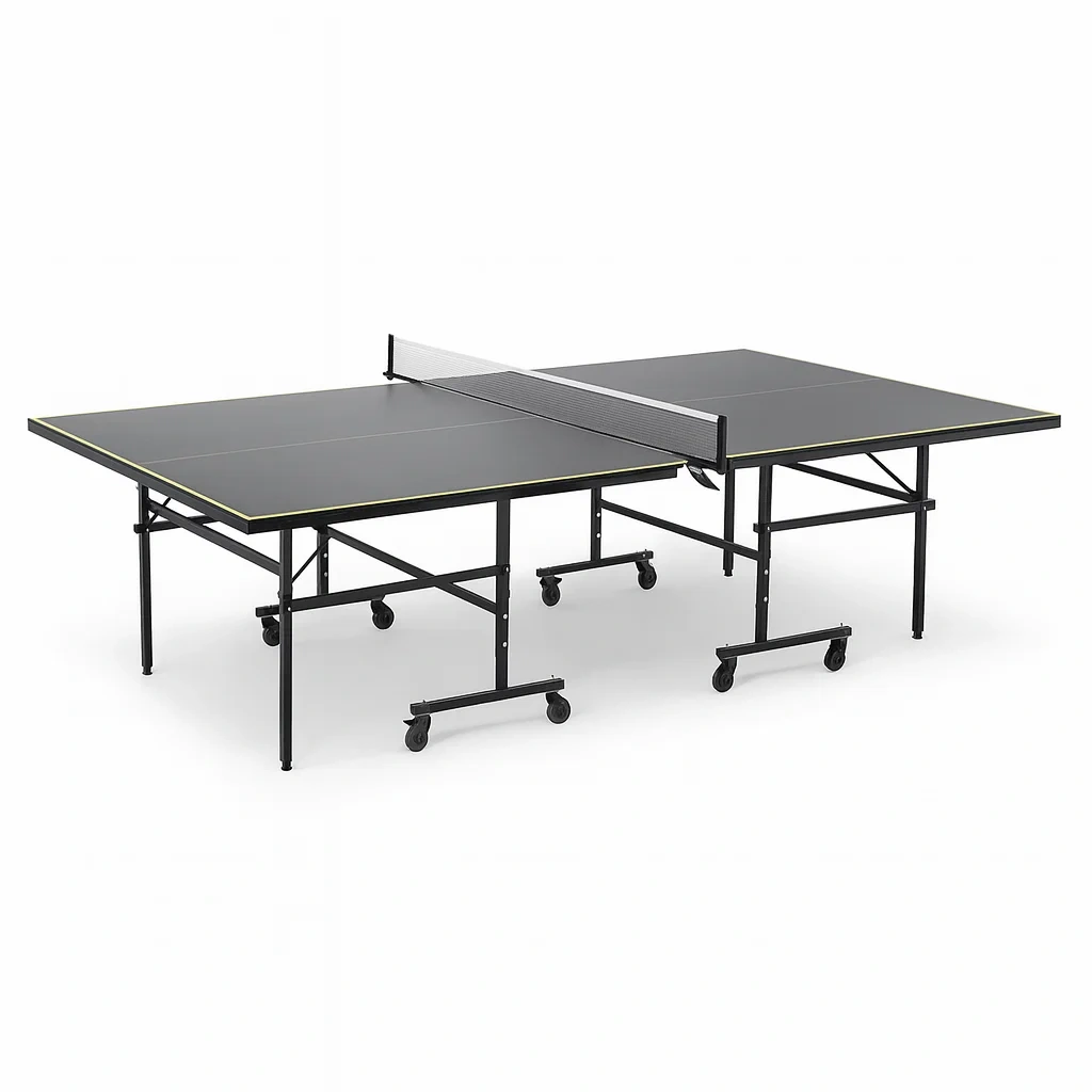 Table de ping-pong en MDF pliable avec roulettes noire-MOBILIQO