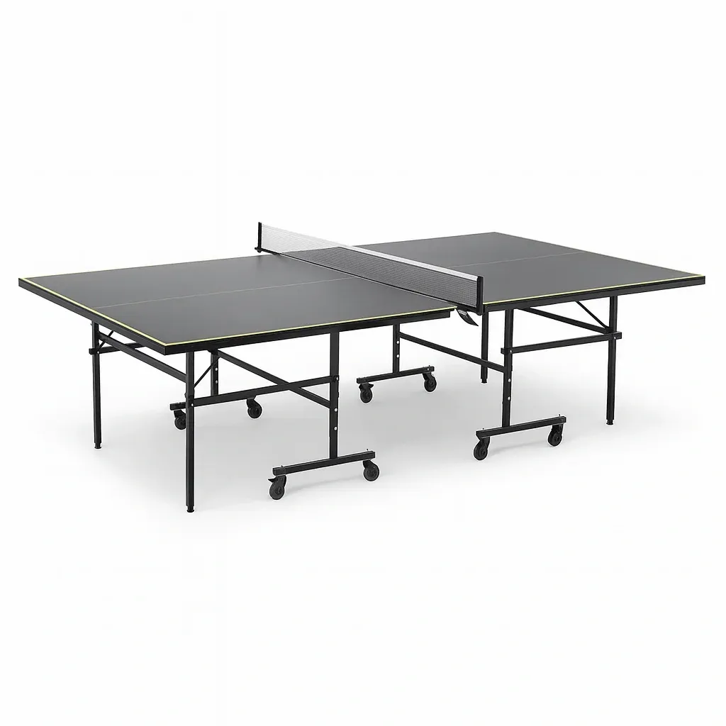 Table de ping-pong en MDF pliable avec roulettes noire-MOBILIQO