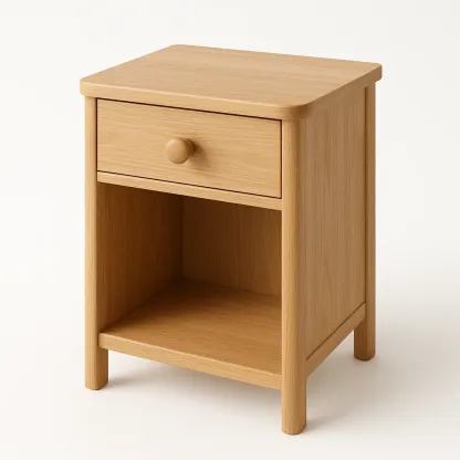 Table de chevet en chêne avec tiroir et étagère-MOBILIQO