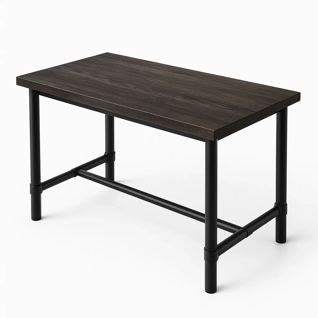 Table rectangulaire en bois et métal marron/noir 120x60x75 cm-MOBILIQO
