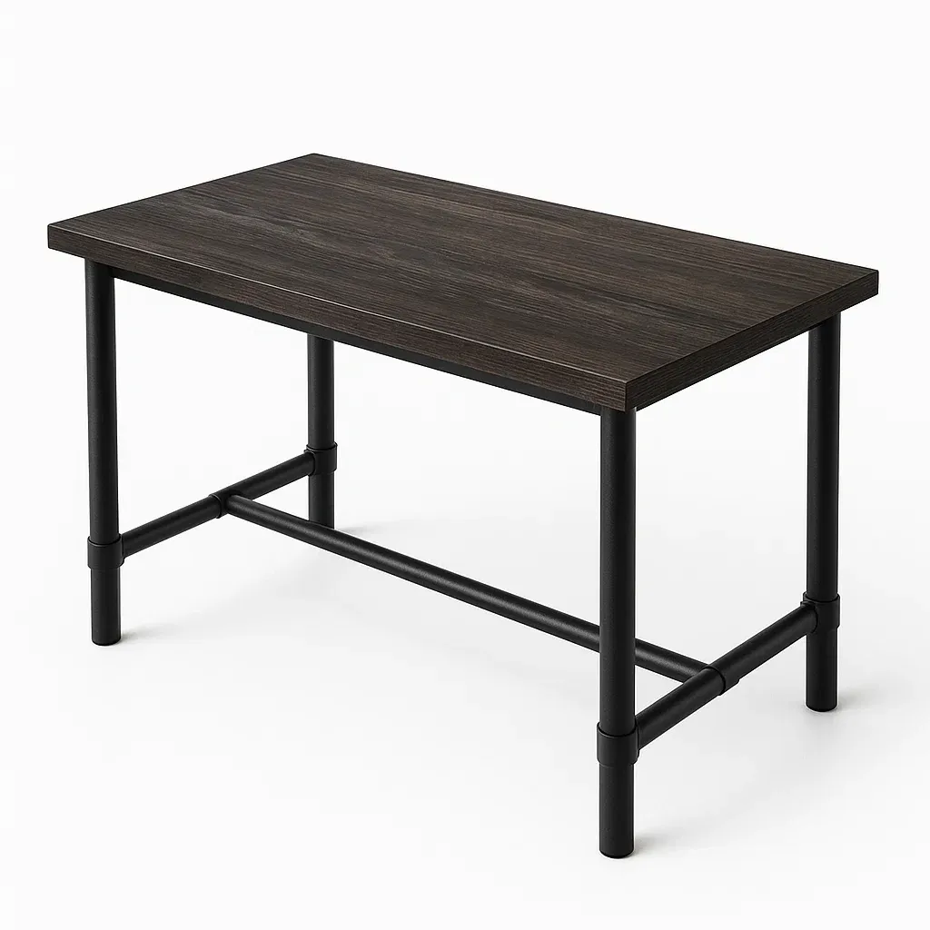 Table rectangulaire en bois et métal marron/noir 120x60x75 cm-MOBILIQO